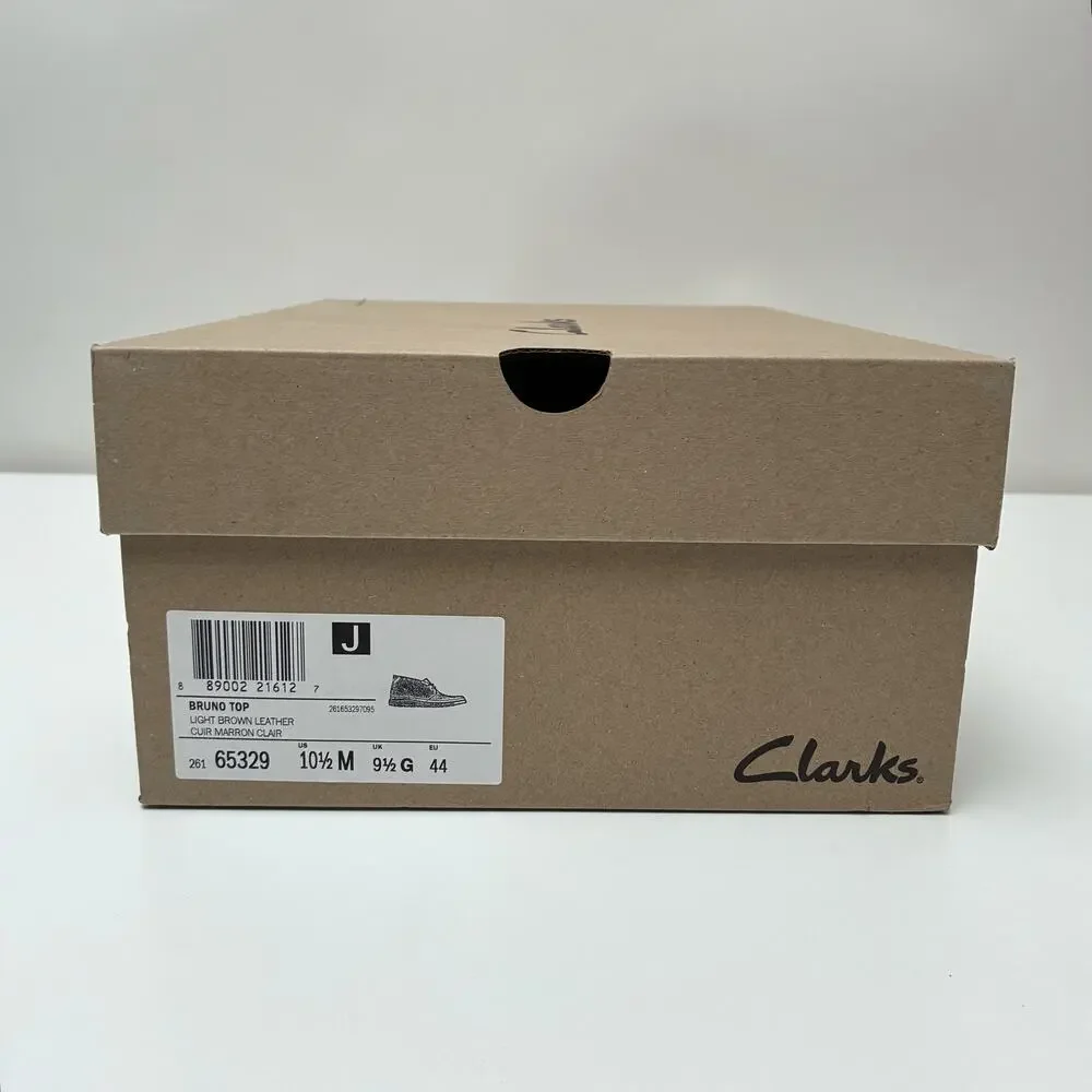 NIB Clarks Men's Bruno Top Chukka Brown Leather Boots - US10.5 D; EU44